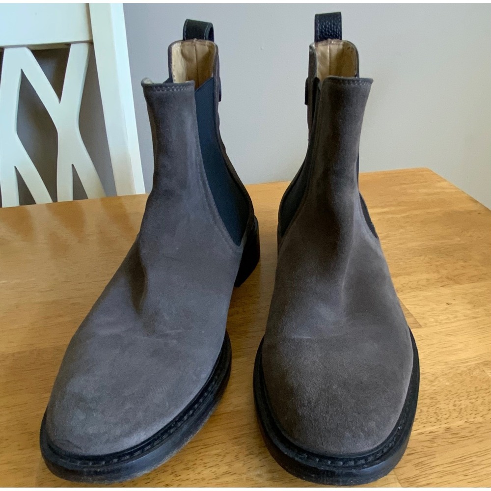 George Brown Bilt Grey Brown Suede Chelsea Boots Mens Size 9M Italy Sample Shoe - Picture 7 of 16